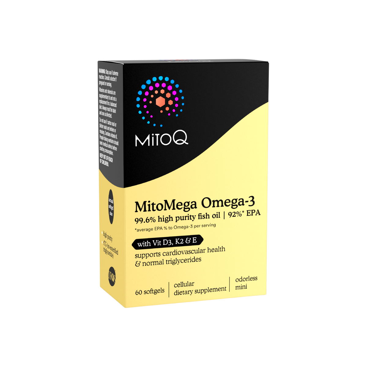A supplement container of MitoMega Omega-3 by MitoQ