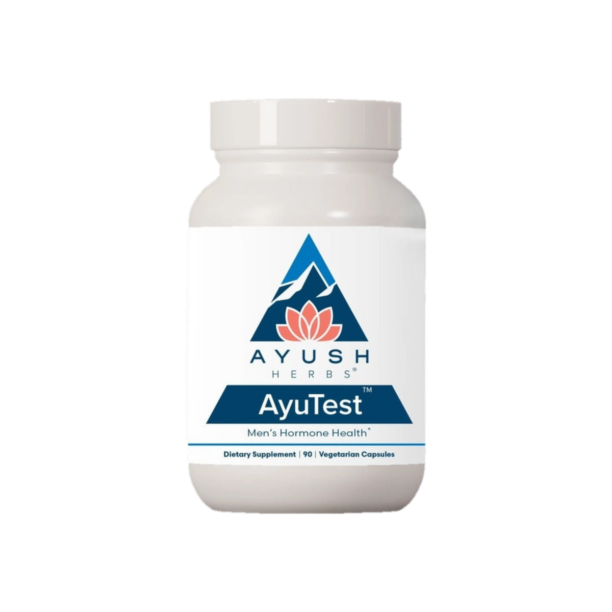 A supplement container of AyuTest 90c by Ayush Herbs