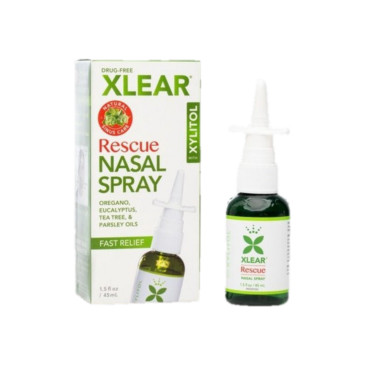 A supplement container of Rescue Nasal Spray 45ml by Xlear