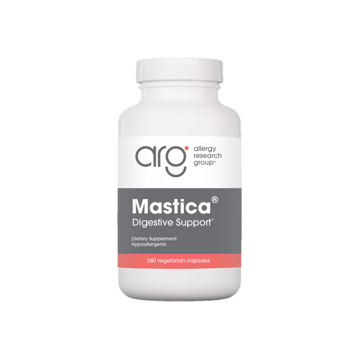 A supplement container of Mastica 240c by Allergy Research Group