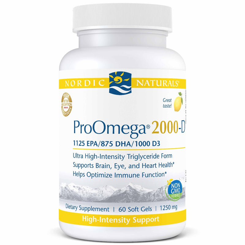 An image of a supplement called ProOmega 2000 + D by Nordic Naturals