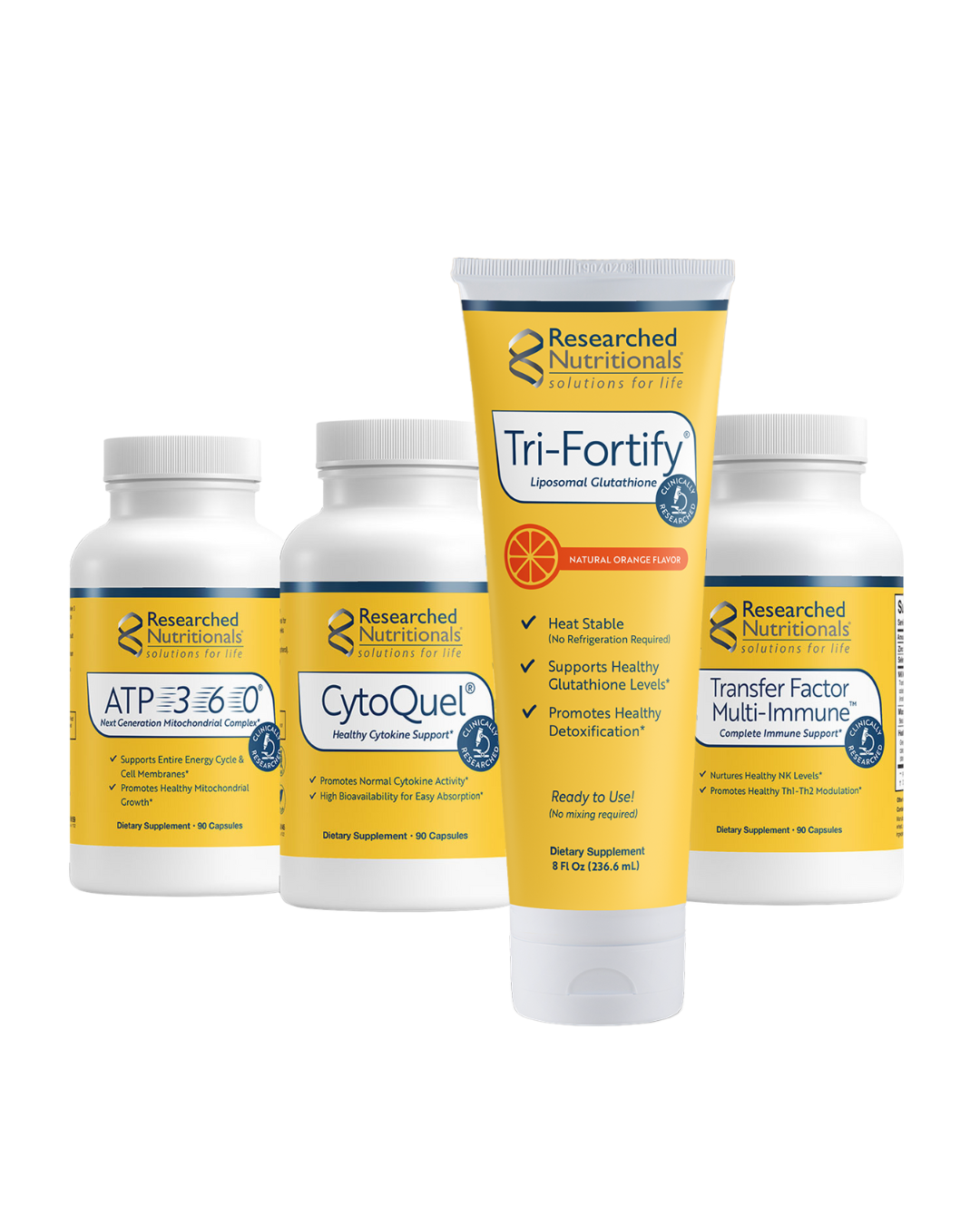 A supplement container of Foundation Kit (Orange) by Researched Nutritionals