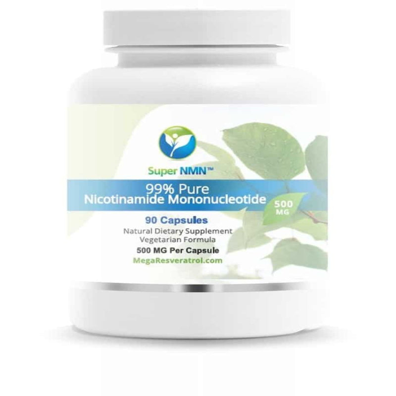 A Supplement container with the name Super NMN by MegaResveratrol.