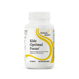 A Supplement container with the name Kids Optimal Focus by Seeking Health.