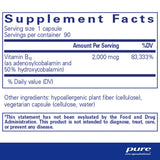 Text describing the ingredients: Vitamin B12 (as adenosylcobalamin and 50% hydroxycobalamin).