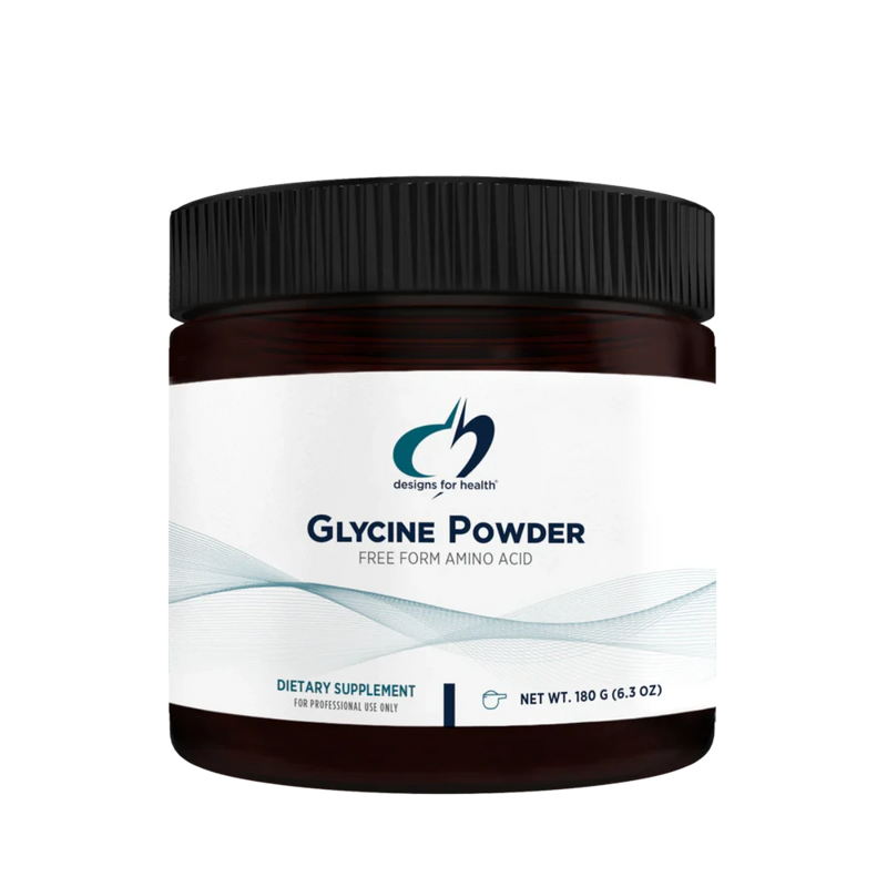 A Supplement container with the name Glycine Powder by Designs for Health.