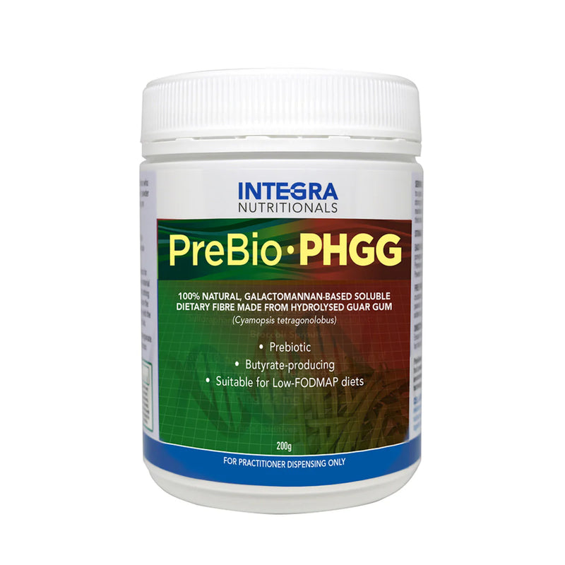 Image of Integra Nutritionals PreBio-PHGG, 100% natural glactomannan based soluble dietary fibre made from hydrolised guar gum, prebiotic, buterate producing, soluble for low-FODMAP diets 200 grams