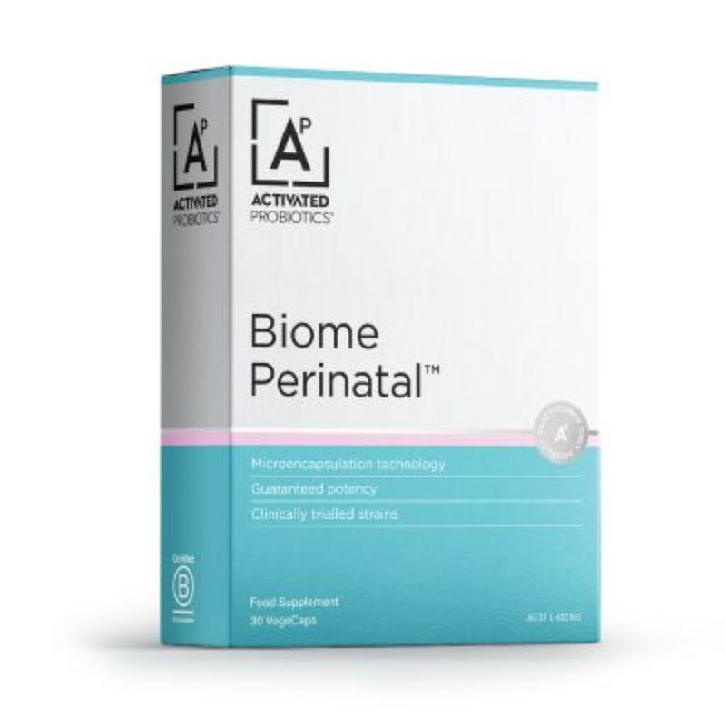 A Supplement container with the name Biome Perinatal by Activated Probiotics.