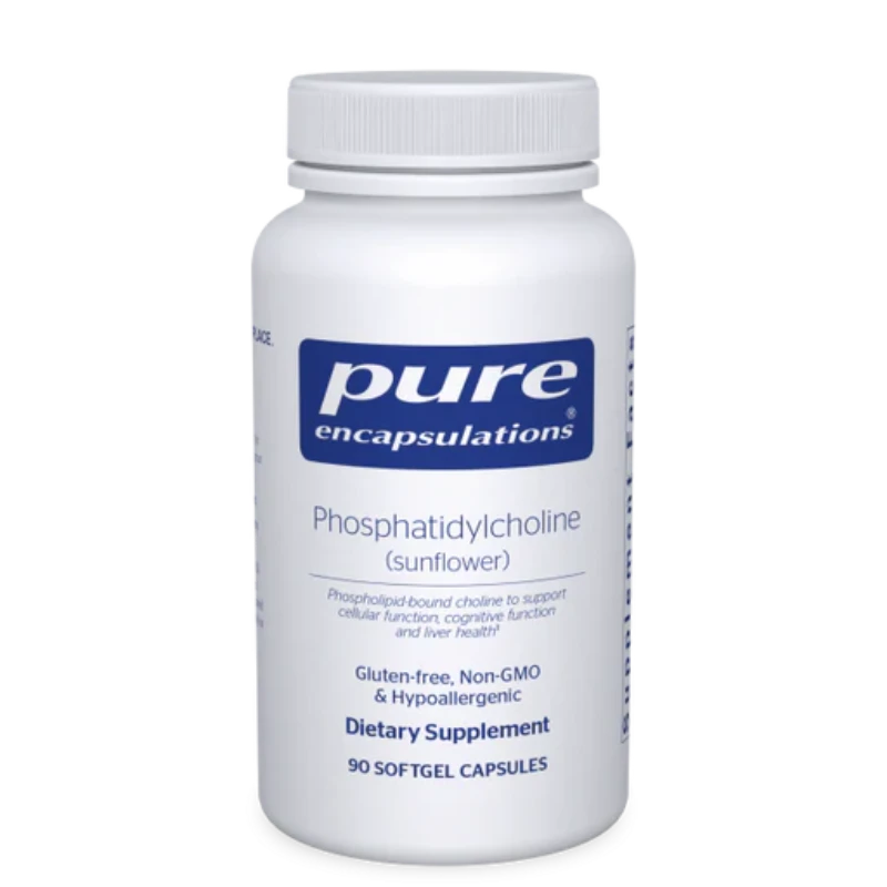 A Supplement container with the name Phosphatidylcholine from Pure Encapsulations.