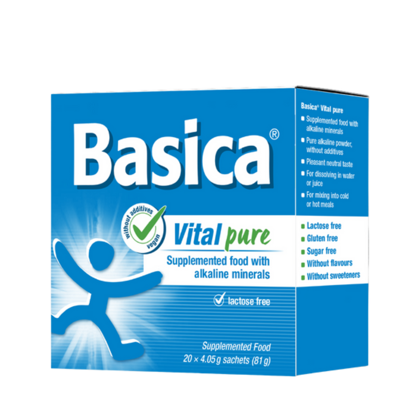 A Supplement container with the name Basica Vital Pure by Bio-Practica.