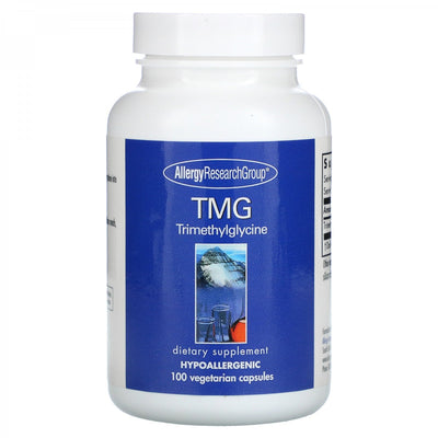 A Supplement container with the name TMG by Allergy Research Group.