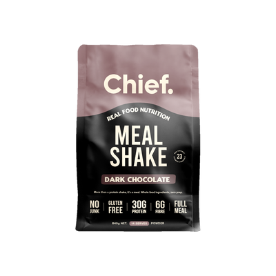 A supplement container of Meal Shake (Dark Chocolate) by Chief Nutrition