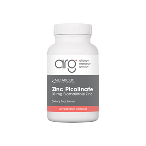 A Supplement container with the name Zinc Picolinate (30mg) by Metabolic Maintenance.