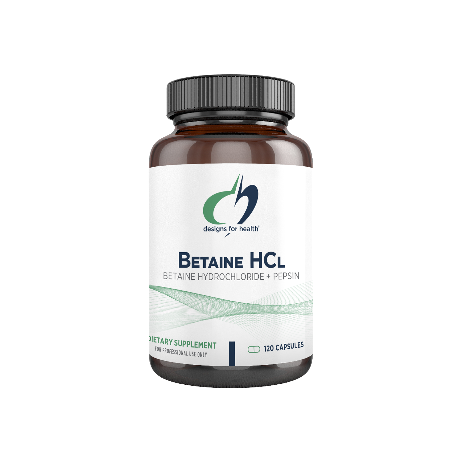 A supplement container of Betaine HCI by Designs for Health - USA