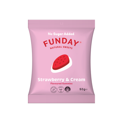 A supplement container of Strawberry & Cream by Funday Natural Sweets
