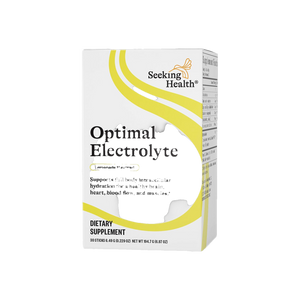 A Supplement container with the name Optimal Electrolyte (Lemonade) by Seeking Health