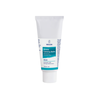 A supplement container of Stress Calming Balm with Aurum, Lavender and Rose by Weleda