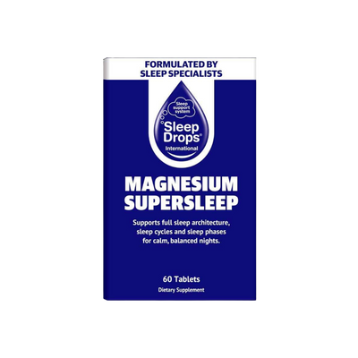 A supplement container of SleepDrops Magnesium Super Sleep 60 caps (CleverSleep) by SleepDrops