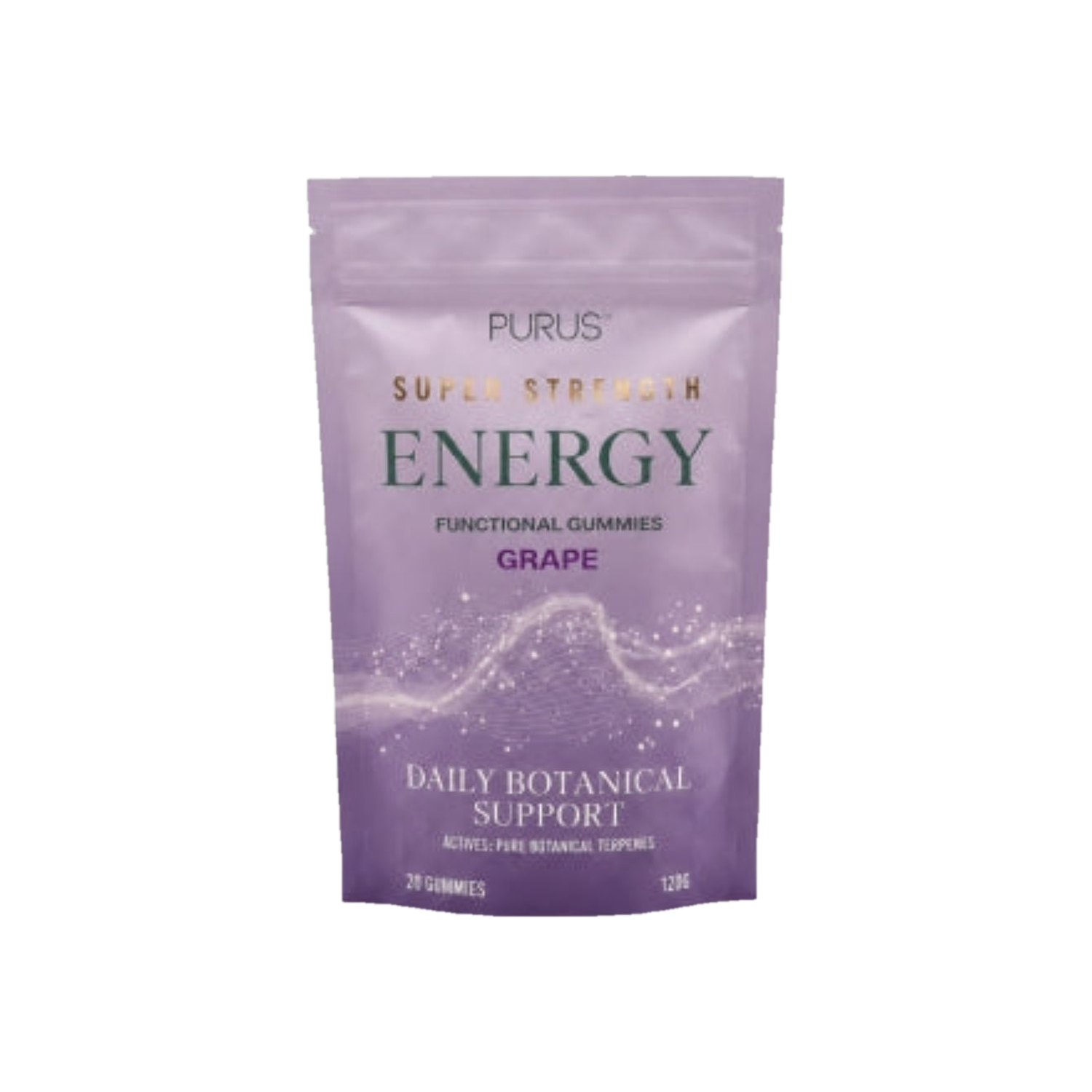 A Supplement bag with the name Energy Grape by Purus.