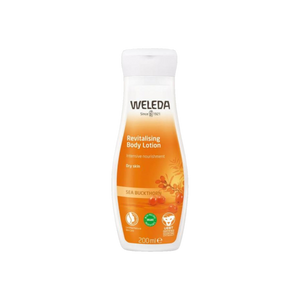 A 200ml bottle of Weleda Revitalising Body Lotion in Sea Buckthorn.