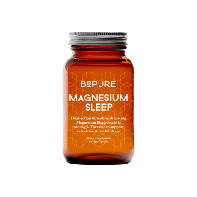 A Supplement bottle with the name Magnesium Sleep (60 vcaps) by BePure