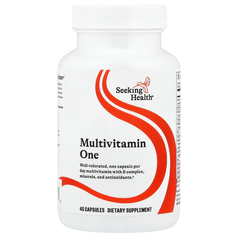 A Supplement container with the name Multivitamin One by Seeking Health.