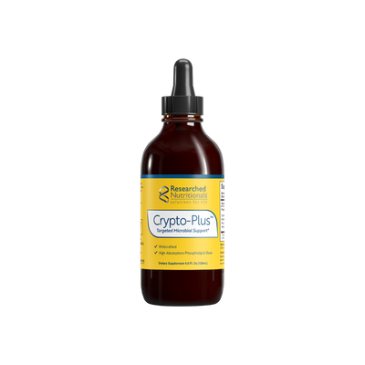 A supplement container of Crypto-Plus by Researched Nutritionals