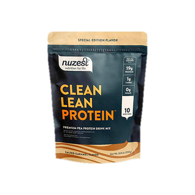 A supplement container of Clean Lean Protein 250g (Salted Caramel) Special edition by Nuzest