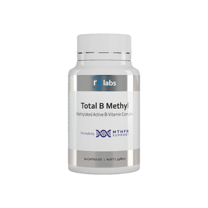 A supplement container of MTHFR (RN Labs) Total B Methyl 60 Caps by MTHFR Support