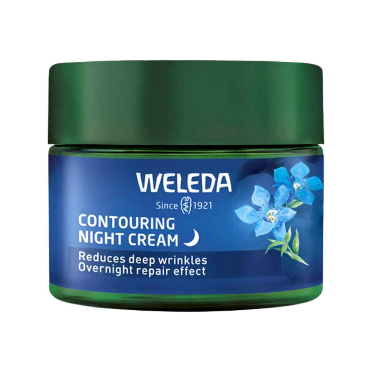 A supplement container of Contouring Night Cream - Blue Gentian & Edelweiss by Weleda