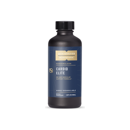 A supplement container of Cardio Elite by Quicksilver