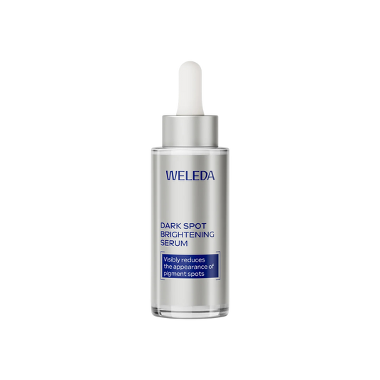 A supplement container of Dark Spot Brightening Serum (Blue Gentian & Edelweiss) by Weleda