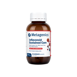 A supplement container of Inflavonoid Sustained Care by Metagenics