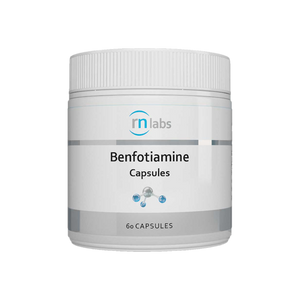 A Supplement container with the name Benfotiamine by RN Labs
