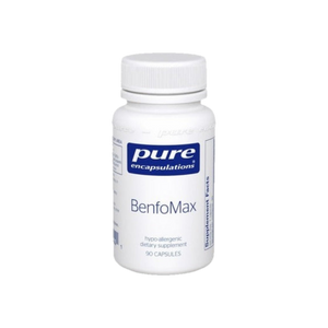 A Supplement container with the name BenfoMax b y Pure Encapsulations.