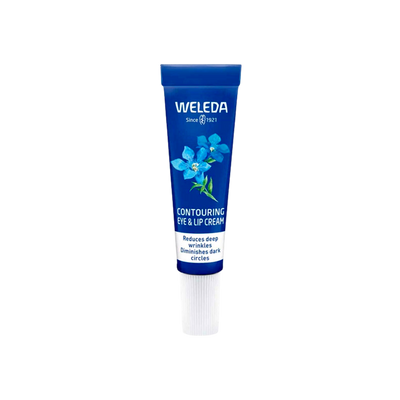 A supplement container of Contouring Eye & Lip Cream (Blue Gentian & Edelweiss) by Weleda