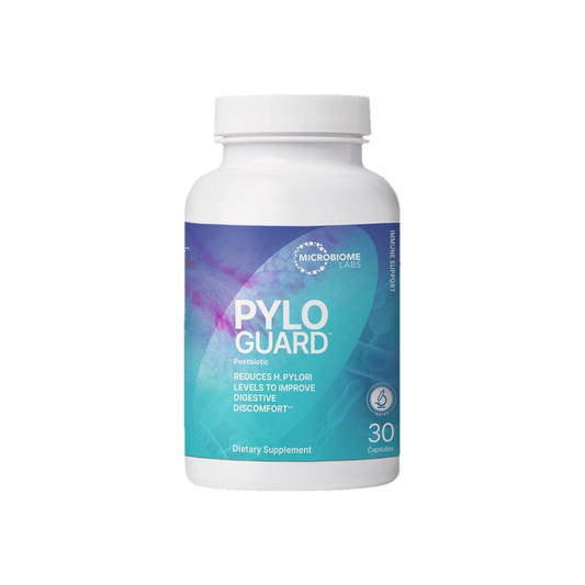 A supplement container of PyloGuard 30c by Microbiome Labs