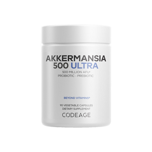A supplement container of Akkermansia 500 Ultra 90c by Codeage