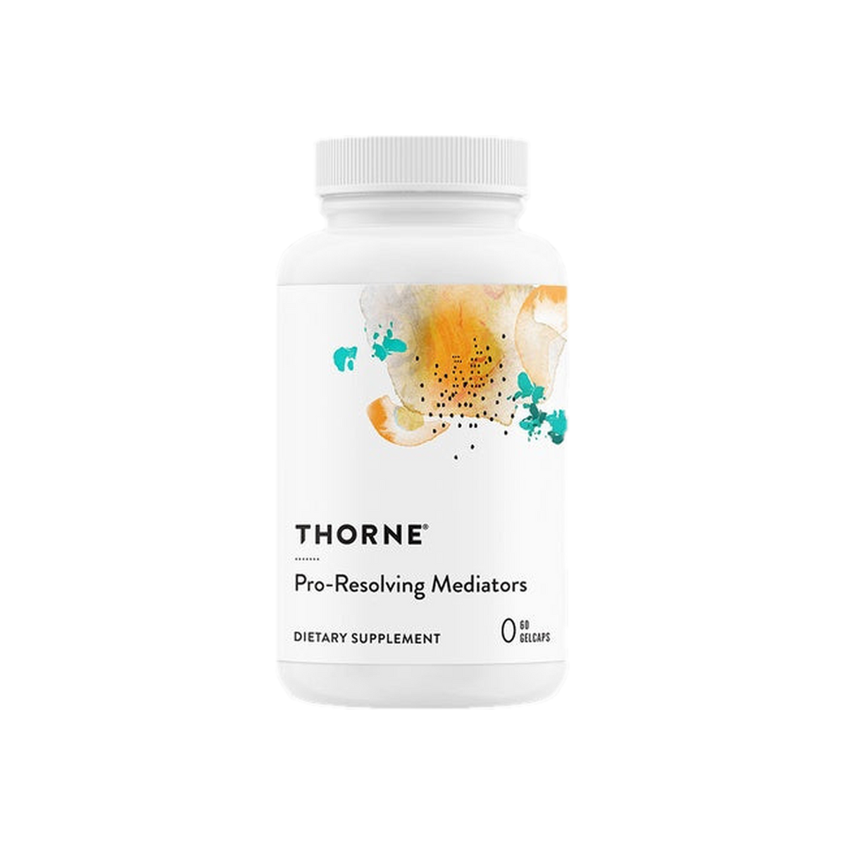 A supplement container of Pro-Resolving Mediators 60gc by Thorne Research