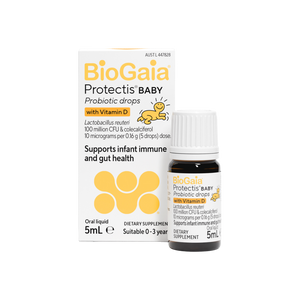 A supplement container of BioGaia Protectis Baby Drops with Vitamin D by BioGaia
