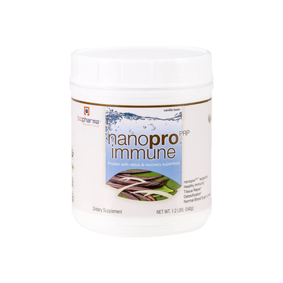 A supplement container of Nanopro (vanilla) by BioPharma