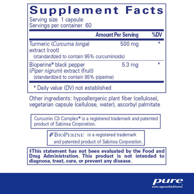 Ingredients: Turmeric, Bioperine.