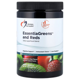 A Supplement container with the name EssentiaGreens and Reds by Designs for Health.