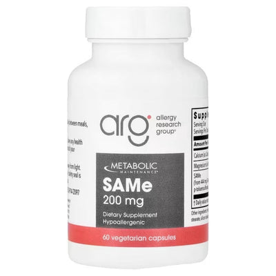 A Supplement container with the name SAMe + Cofactors by Allergy Research Group