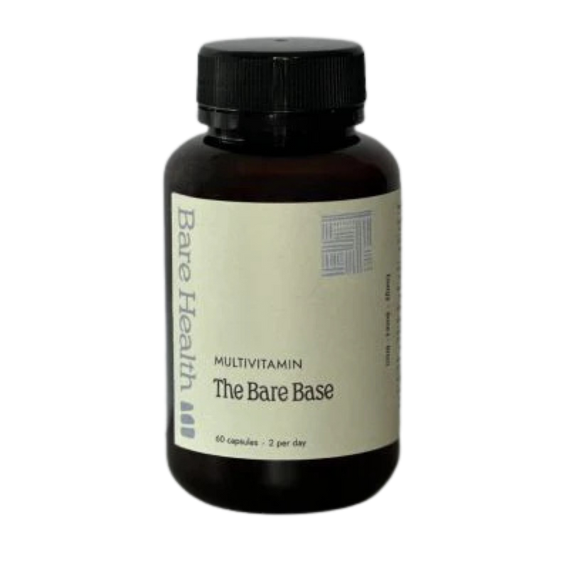 A Supplement container with name The Bare Base (60 Caps) by Bare Health.