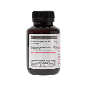Ingredients: Rubus idaeus (Raspberry leaf) extract equivalent leaf dry, Mitchella reopens (Squaw vine) extract equivalent herb dry.