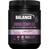 A Supplement container with the name Amino Complex by Balance.
