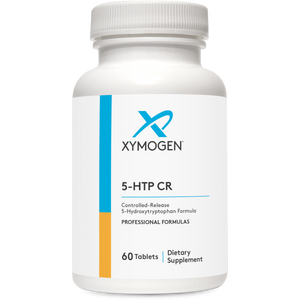 A Supplement container with the name 5-HTP CR by Xymogen.