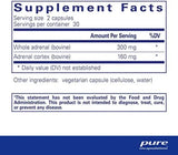 Text describing the ingredients: Whole Adrenal (bovine) Adrenal Cortex (bovine).