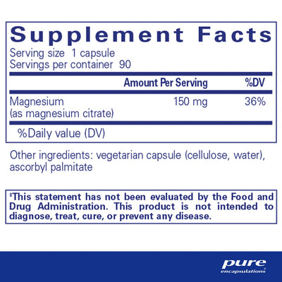 Ingredients: Magnesium (as Magnesium citrate) 